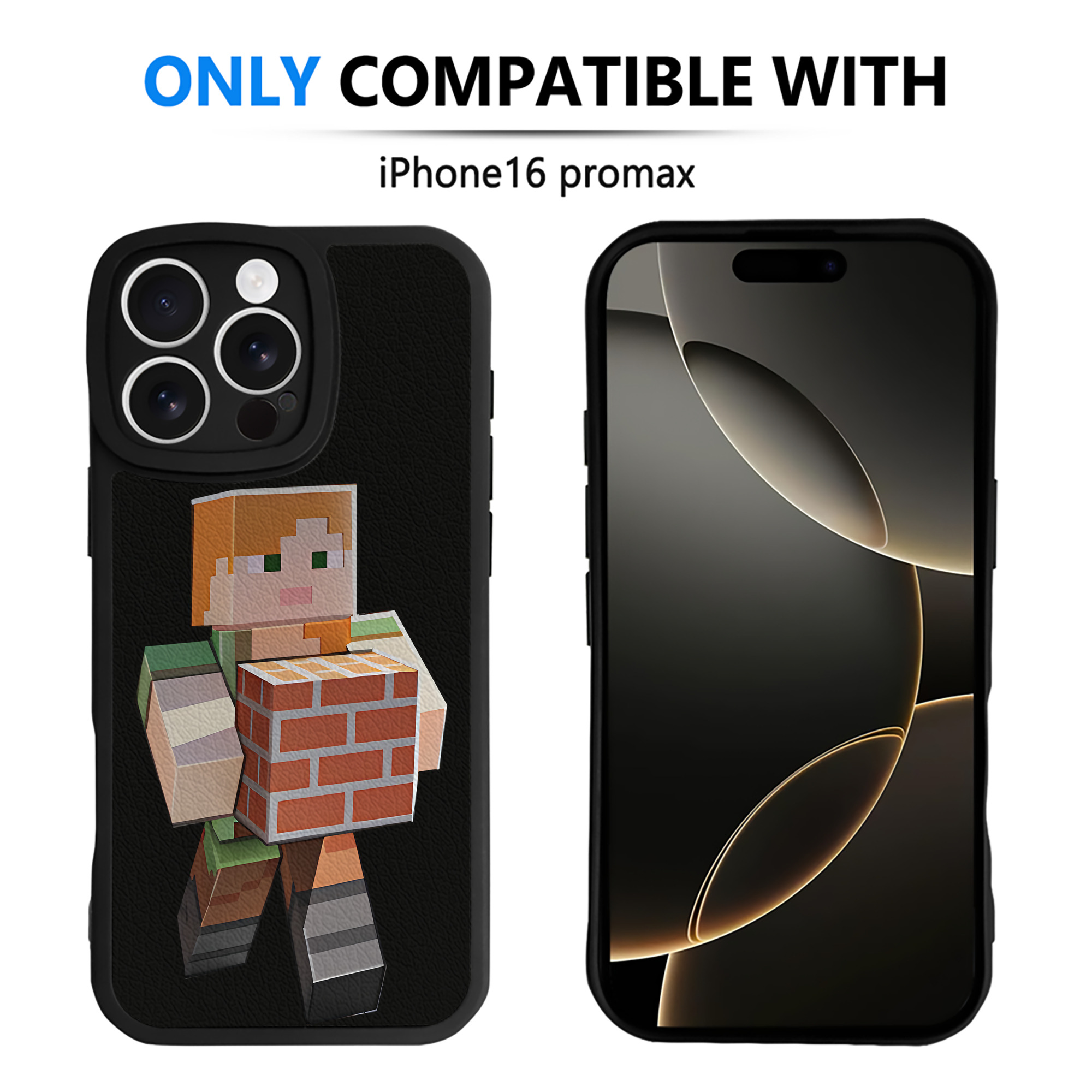 （画像用） マインクラフト ブロックの世界 Minecraft MC Block world 【iPhone 16シリーズ対応】シリコンスマホケース（レザー調） 材質：シリコン